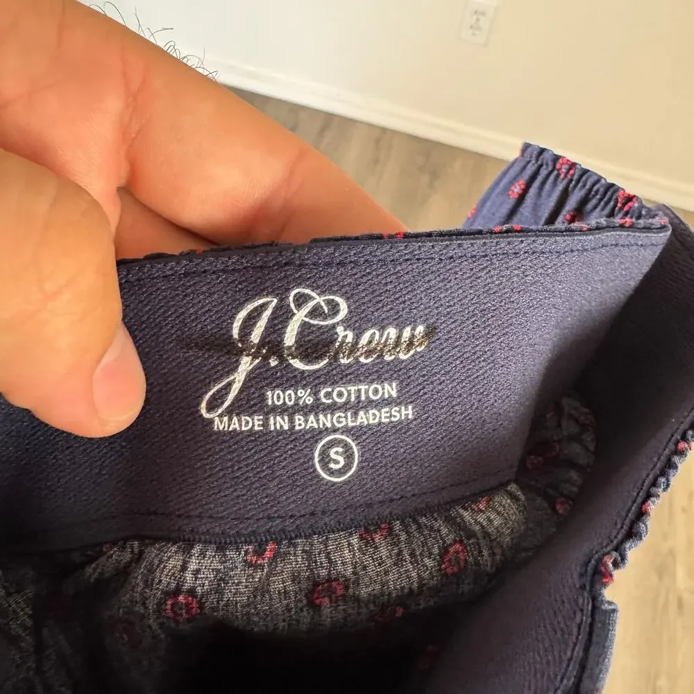 J.Crew Printed Boxer Shorts Mens S Navy Red Elastic Waistband Cotton Button Fly